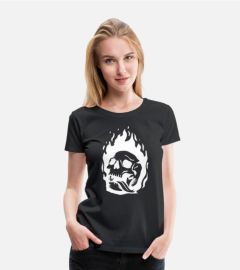 Skull Burning Flame Womens Premium T-Shirt at Spreadshirt